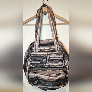 Lug Large Puddle Jumper Striped 3 Pocket Purple Gray and Blue Women's Bag Purse